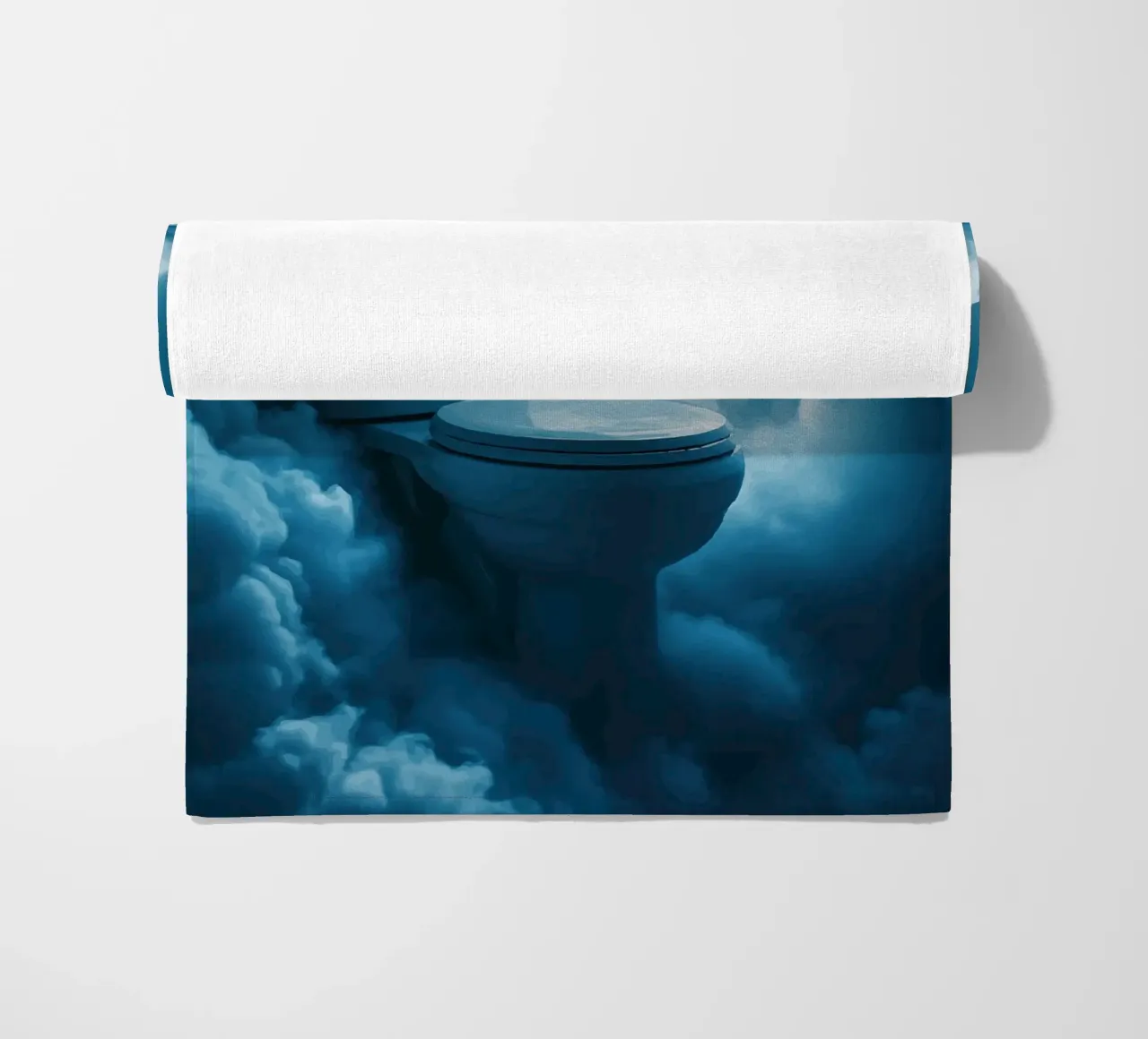 WC celeste in un mare di nuvole telo mare da pixelbull - medieval art and more