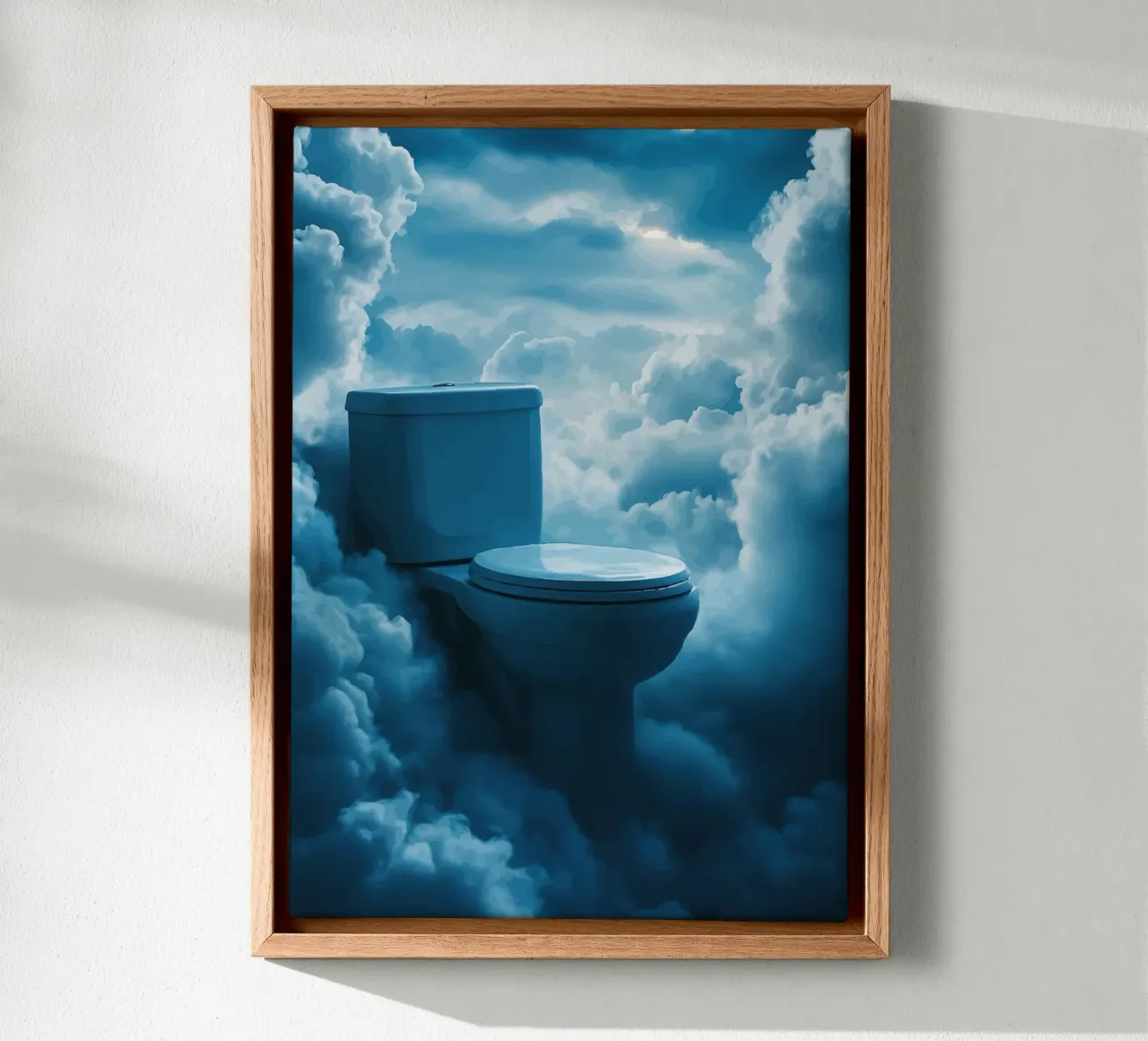 WC celeste in un mare di nuvole tela da pixelbull - medieval art and more