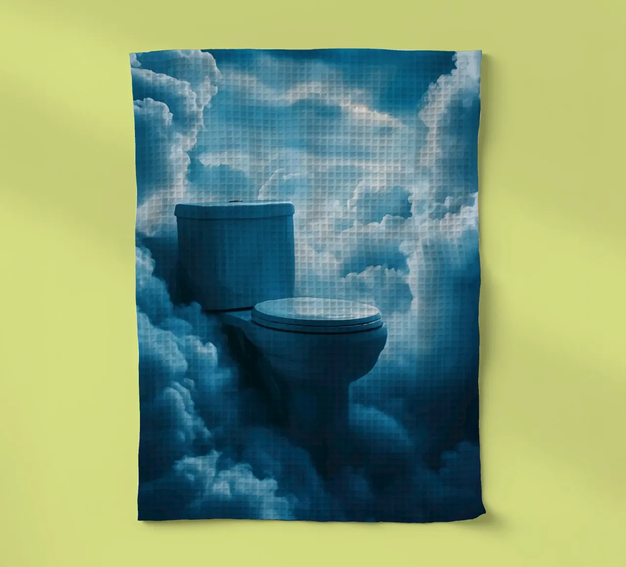 WC celeste in un mare di nuvole canovaccio da cucina da pixelbull - medieval art and more