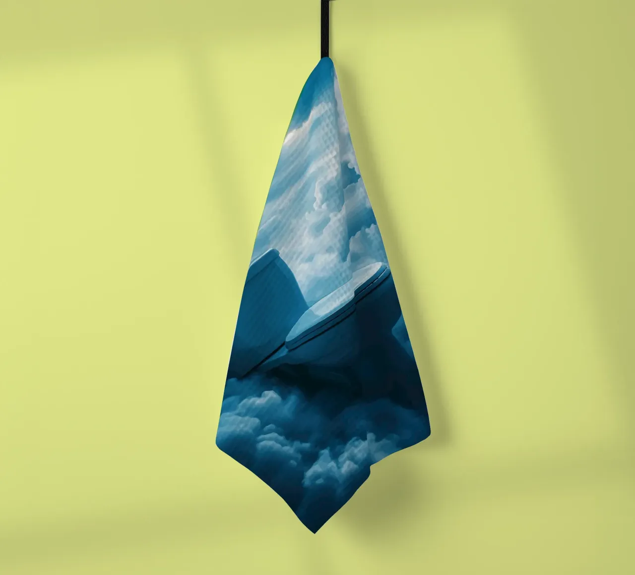 WC celeste in un mare di nuvole canovaccio da cucina da pixelbull - medieval art and more