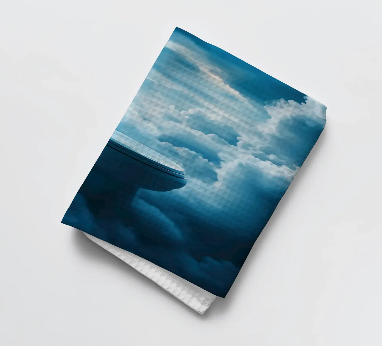 WC celeste in un mare di nuvole canovaccio da cucina da pixelbull - medieval art and more