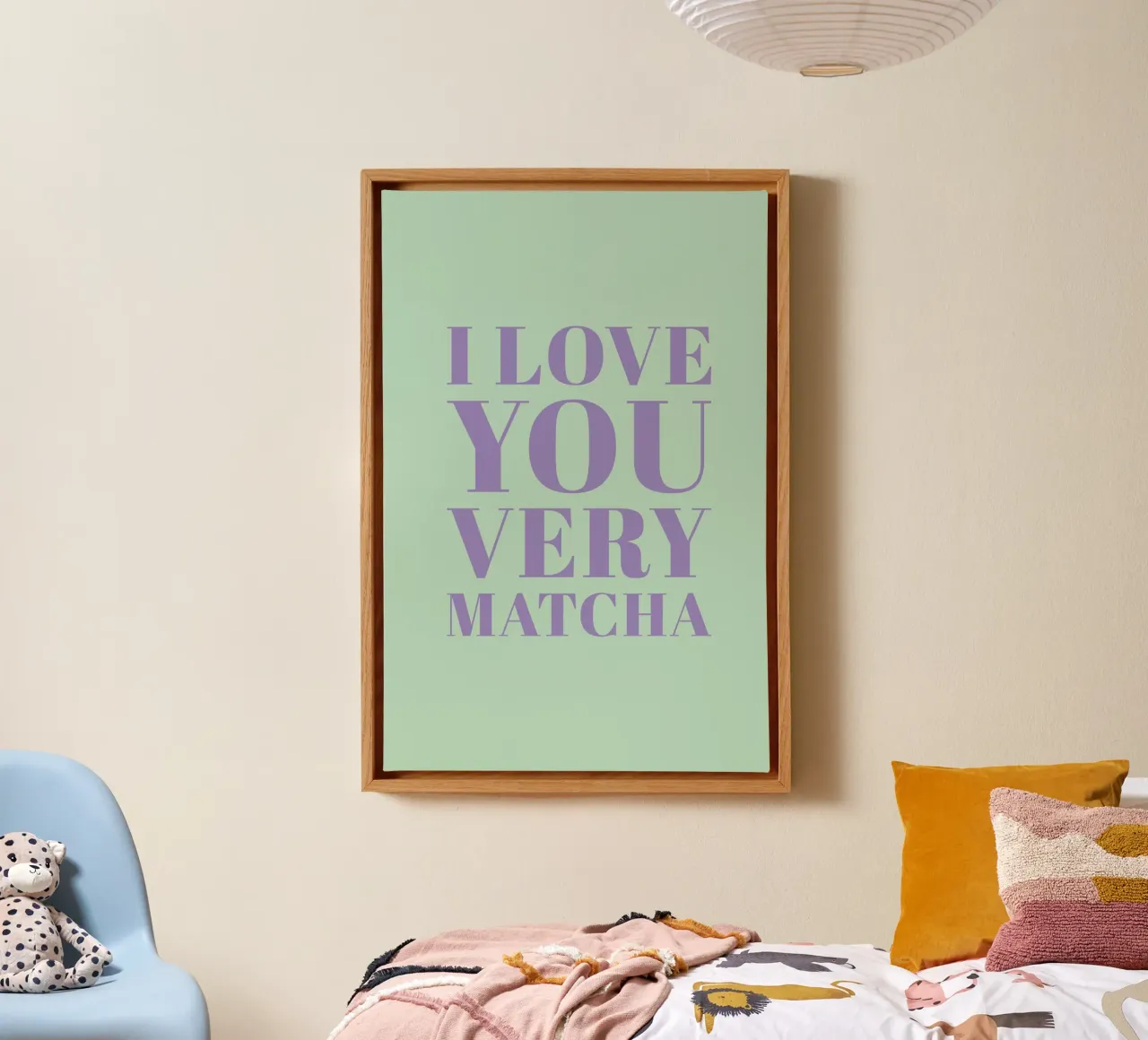 I Love You Very Matcha tela con Cornice a cassetta da Typo Designs