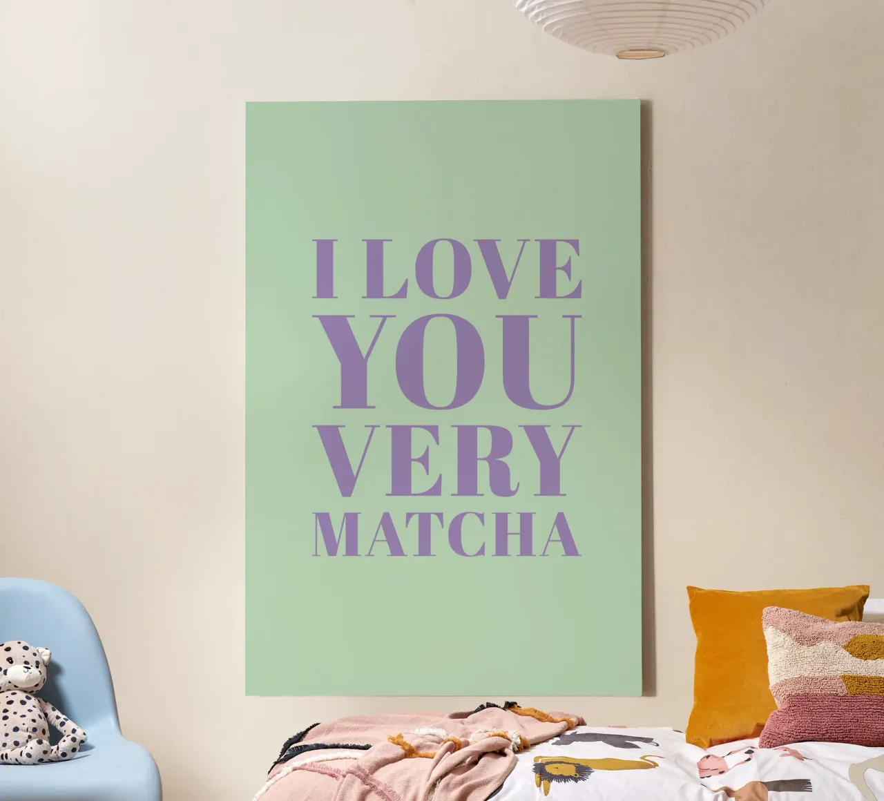 I Love You Very Matcha tela con Cornice a cassetta da Typo Designs