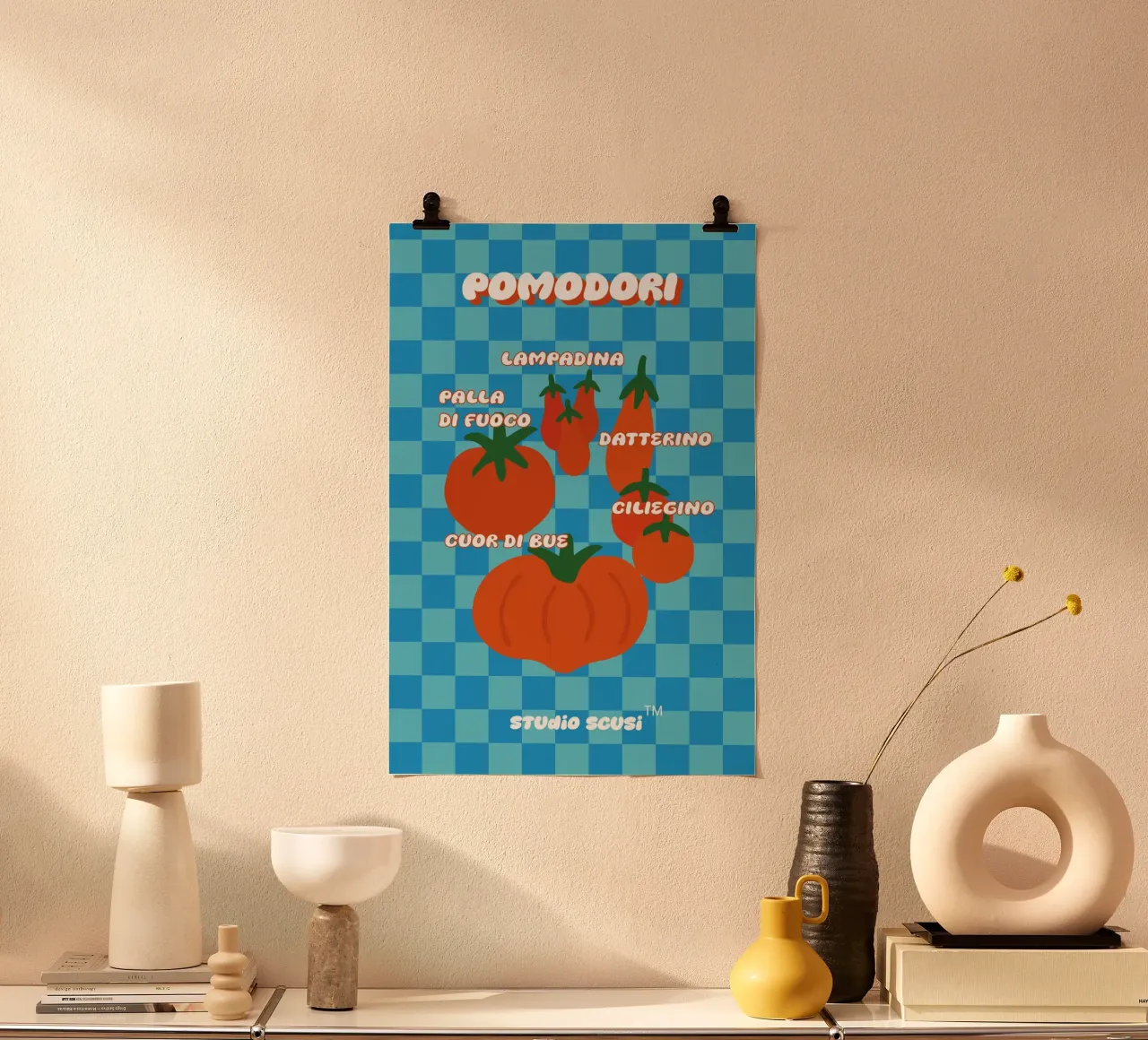 Tomato Types Italian - Pomodoro poster con telaio in plastica da studio scusi