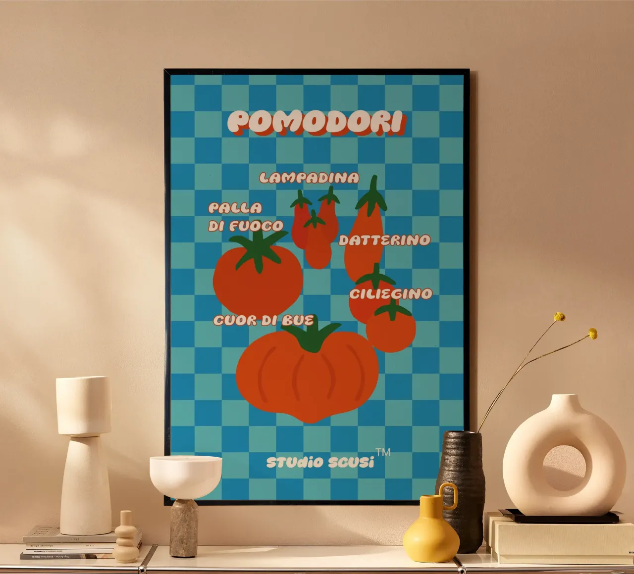 Tomato Types Italian - Pomodoro poster con telaio in plastica da studio scusi