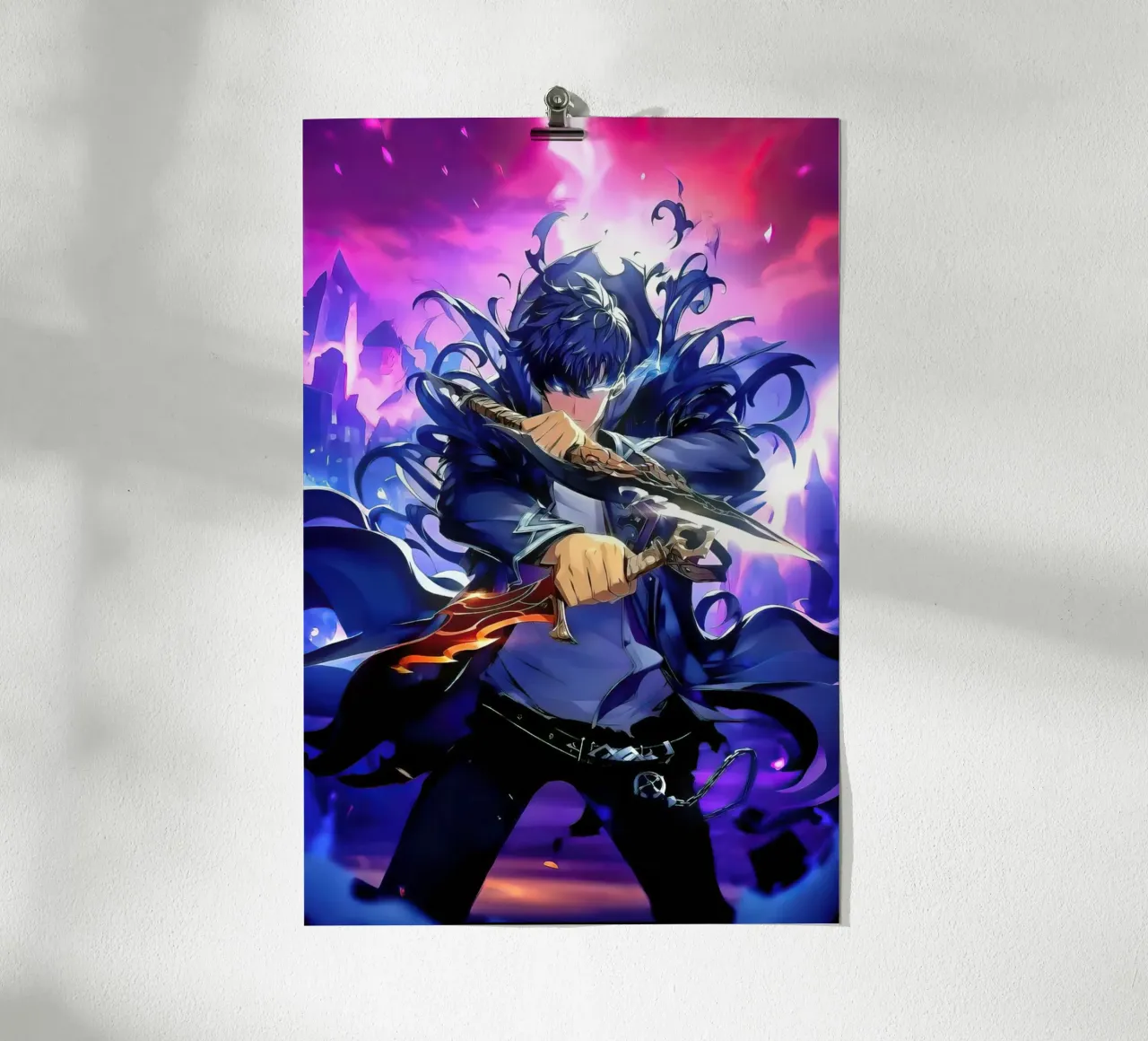 Livellamento in solitaria di Sung Jinwoo poster con telaio in plastica da Alfamart