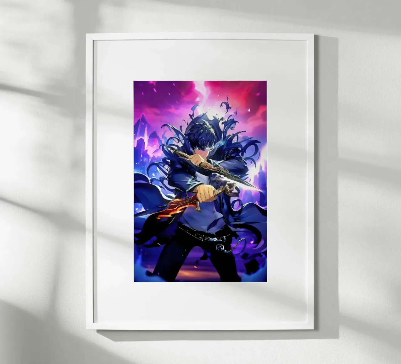 Livellamento in solitaria di Sung Jinwoo poster con telaio in plastica da Alfamart