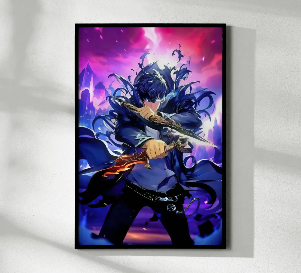 Livellamento in solitaria di Sung Jinwoo poster con telaio in plastica da Alfamart