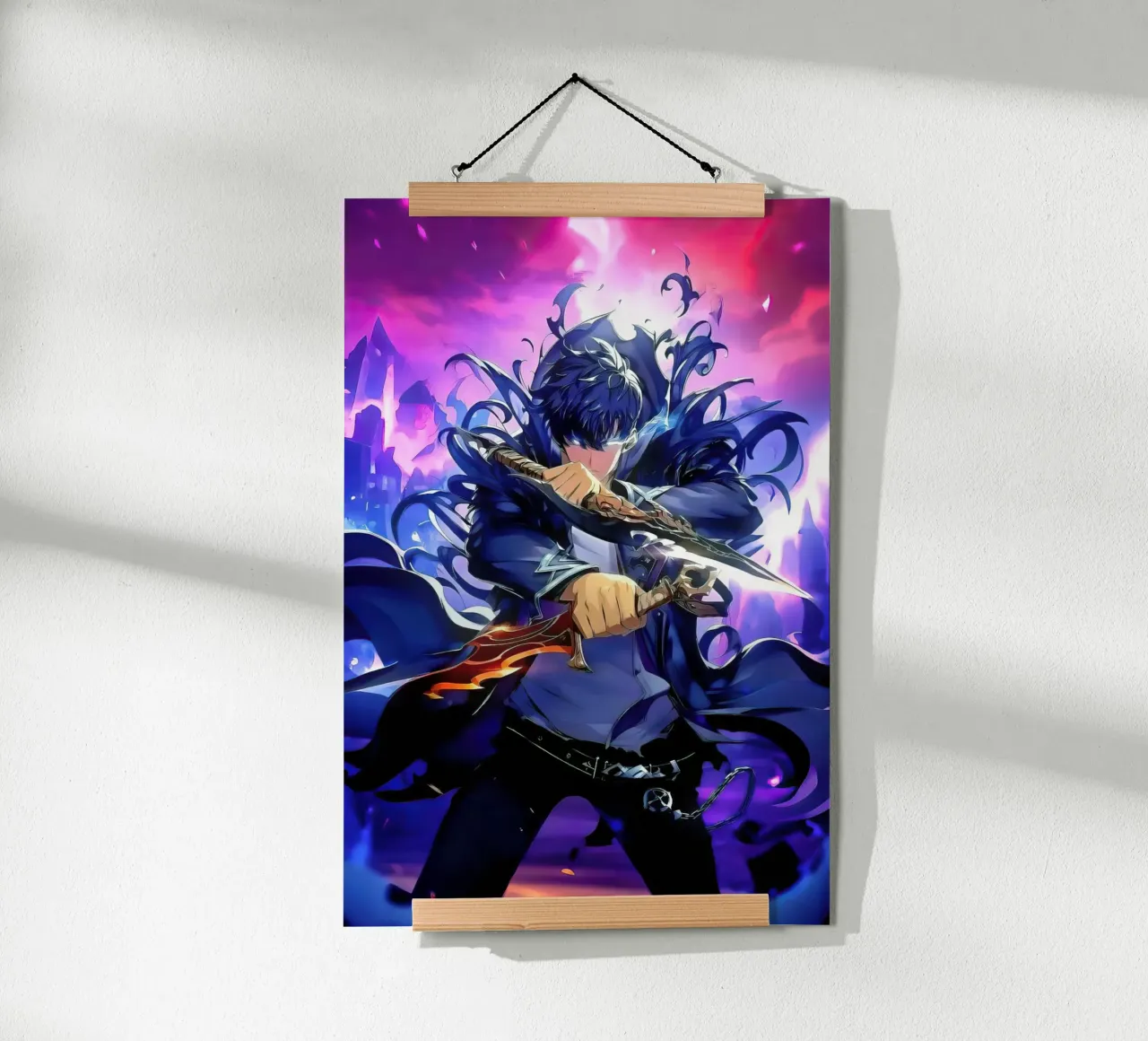 Livellamento in solitaria di Sung Jinwoo poster con telaio in plastica da Alfamart
