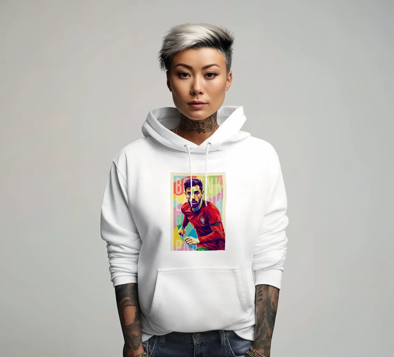 Bruno Fernandes ritratto pop art felpa con cappuccio da Hantamrata