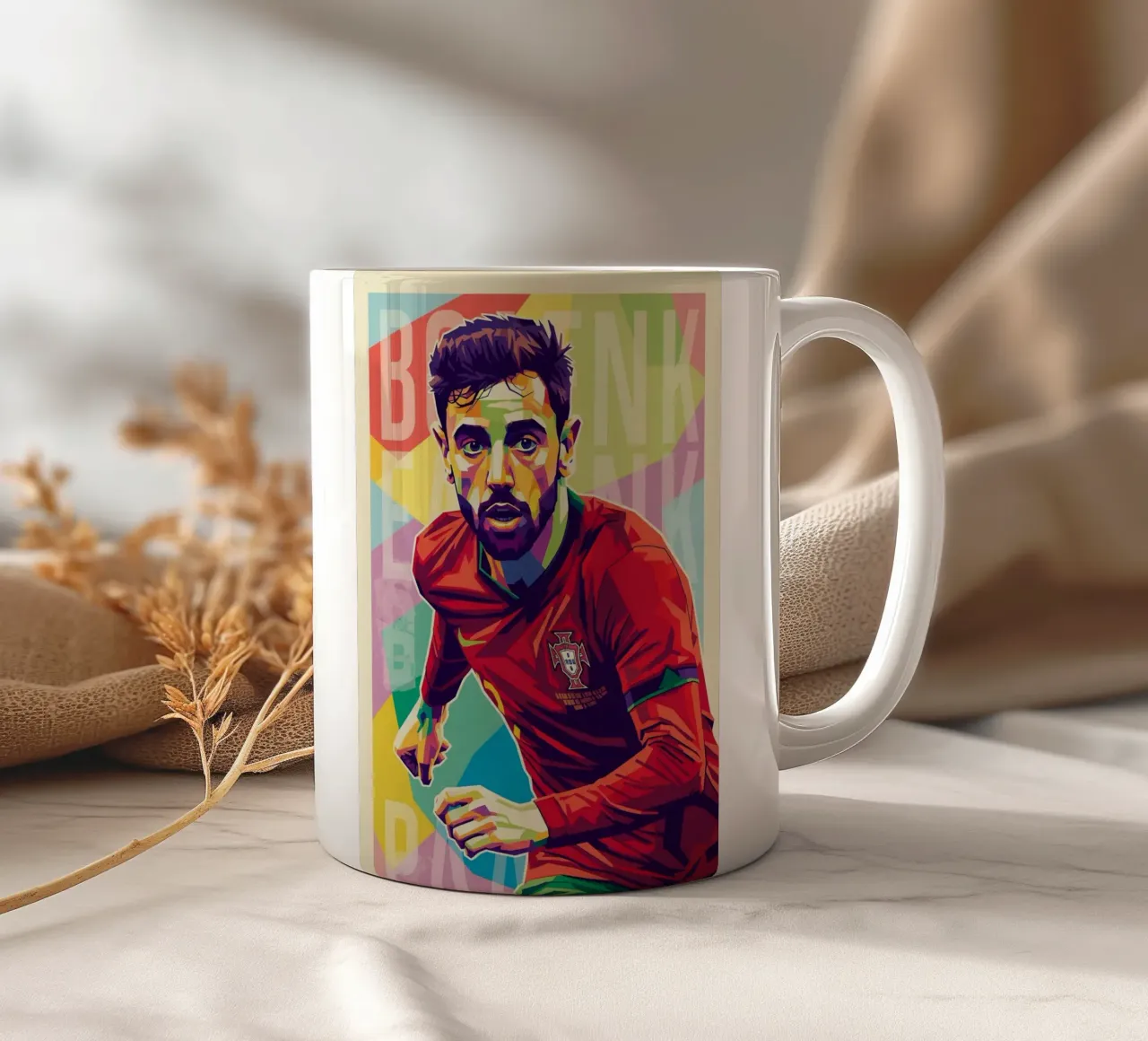 Bruno Fernandes ritratto pop art tazza in ceramica da Hantamrata