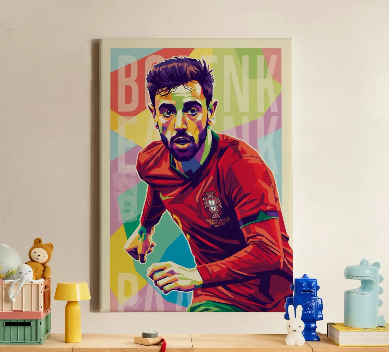 Bruno Fernandes ritratto pop art tela con Cornice a cassetta da Hantamrata