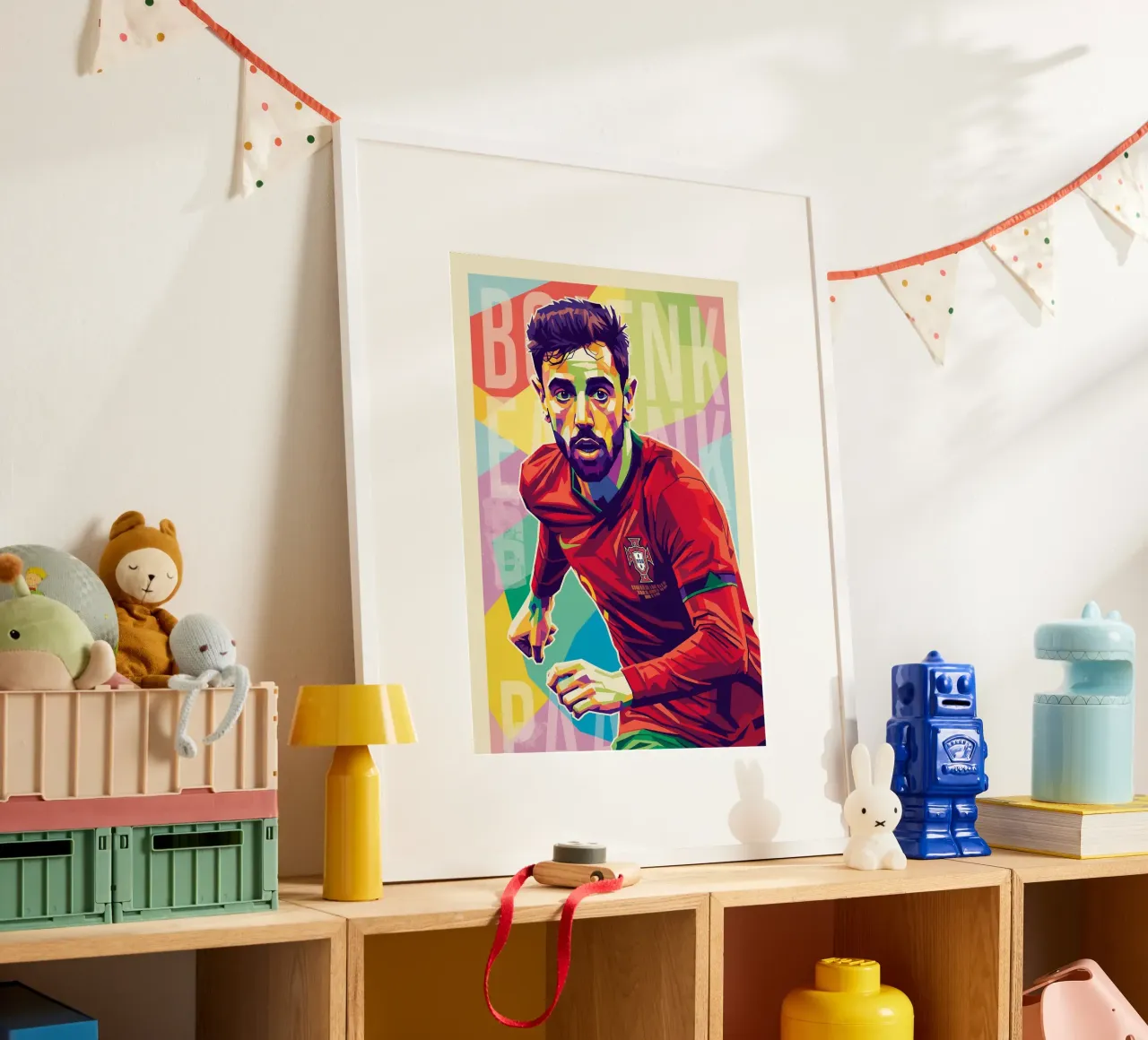 Bruno Fernandes ritratto pop art poster con telaio in legno da Hantamrata