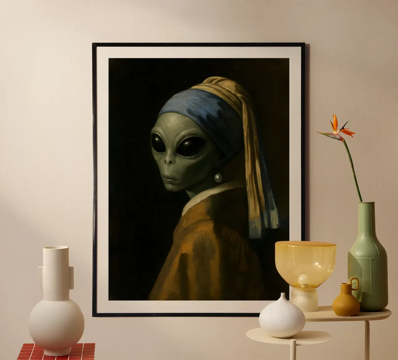 Parodia dell'Alieno con l'orecchino di perla poster da 🥝 KIWI STORE