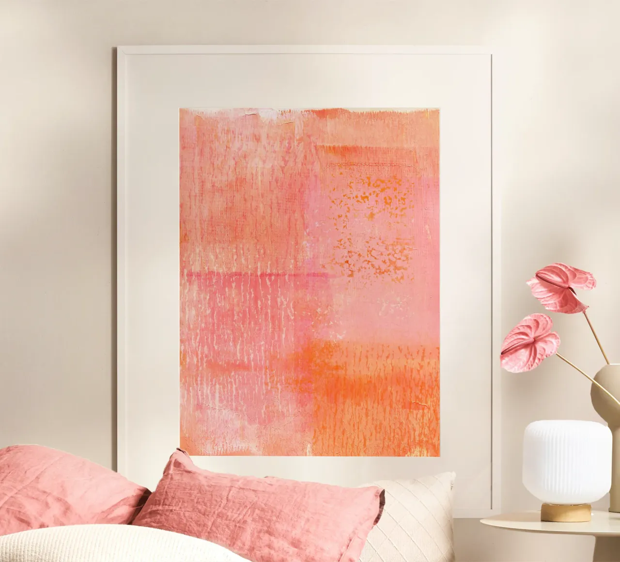 Surfaces 8 | Hot Orange & Pink poster con telaio in plastica da sabidussi