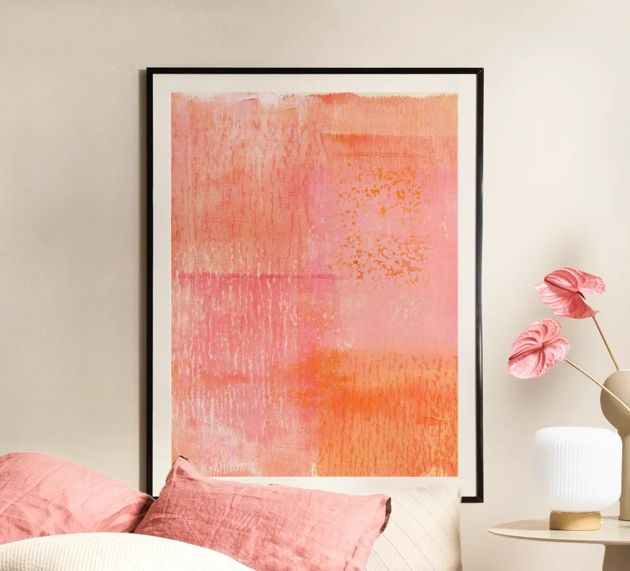 Surfaces 8 | Hot Orange & Pink poster con telaio in plastica da sabidussi
