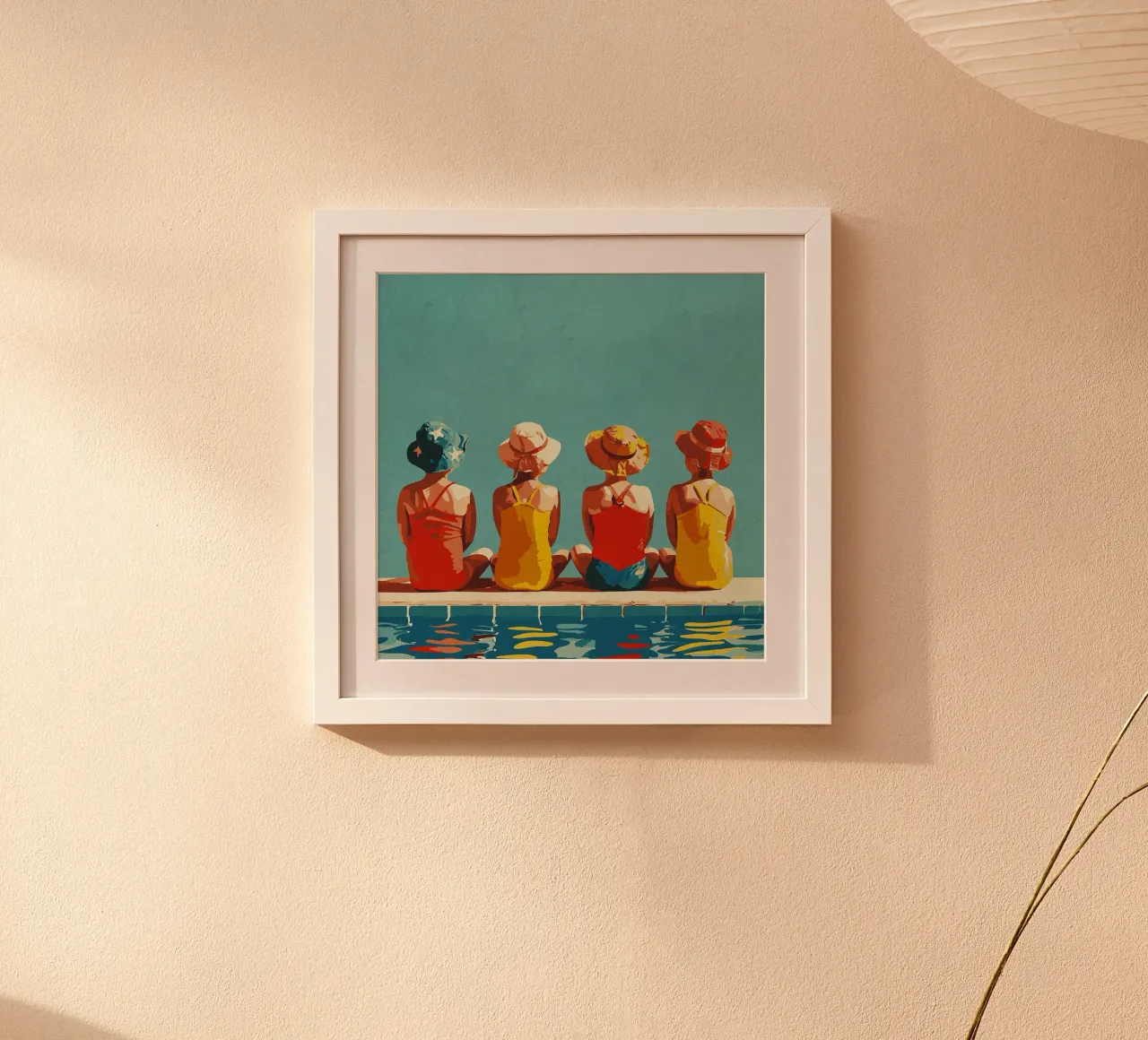 Ragazze in piscina poster con telaio in plastica da Rita