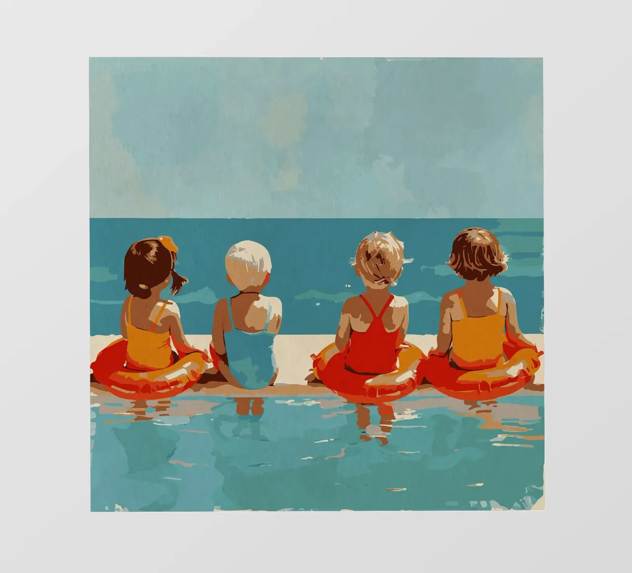Momenti felici in piscina telo in pvc da Rita