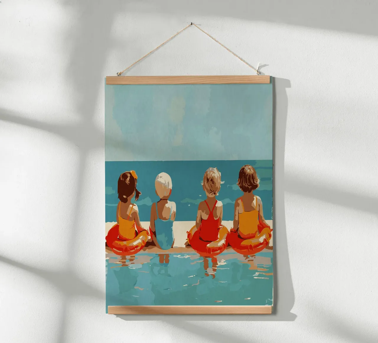 Momenti felici in piscina poster con telaio in plastica da Rita