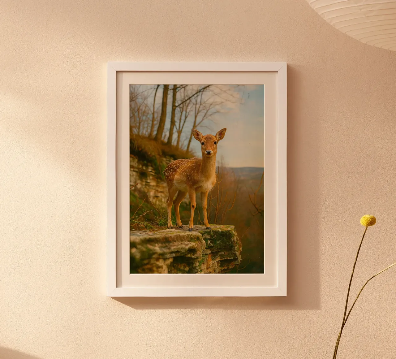 cervo sulle rocce fotografia animale poster con telaio in alluminio da raflessia