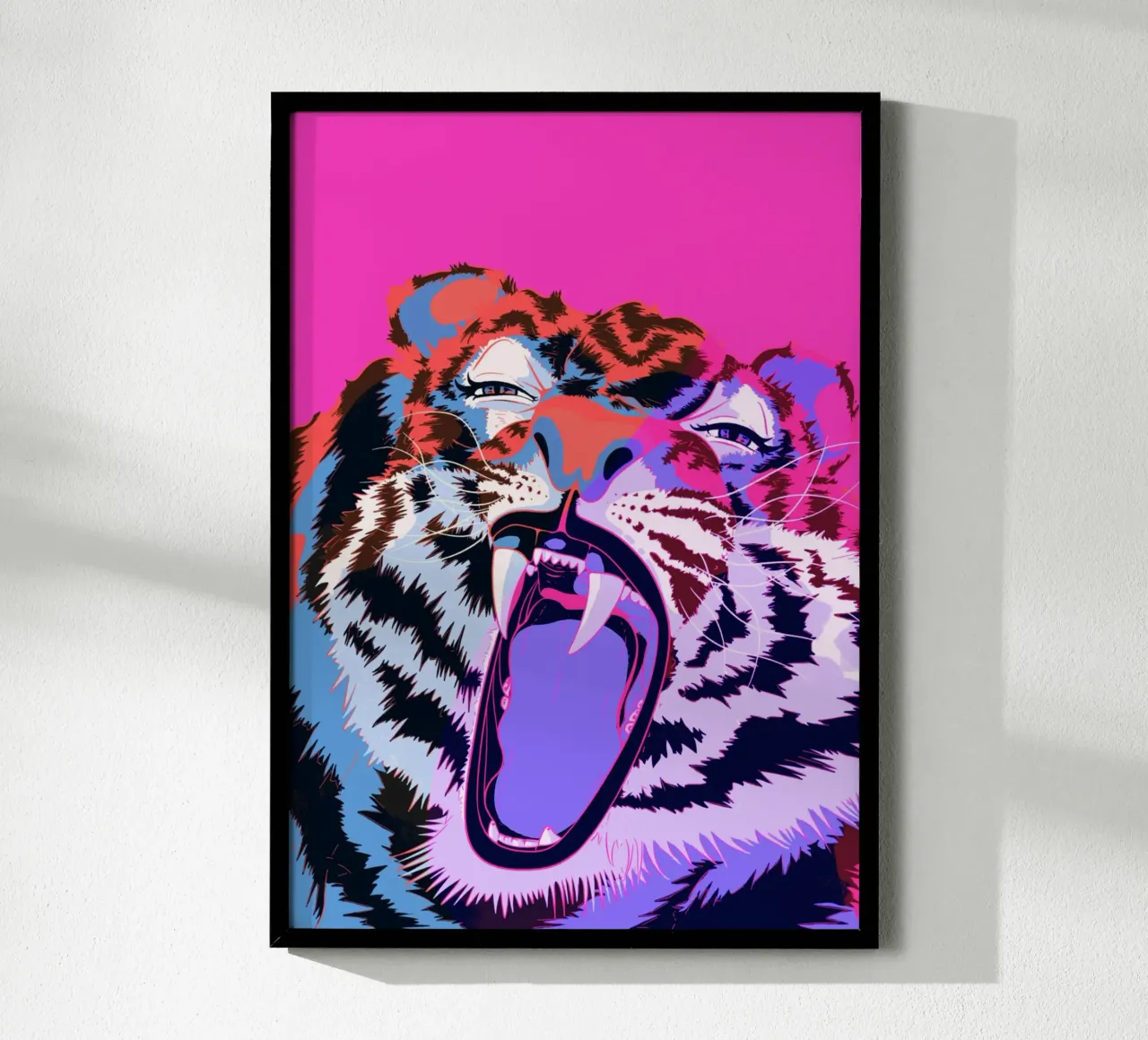 Tiger Jaw poster con telaio in legno da illustfire