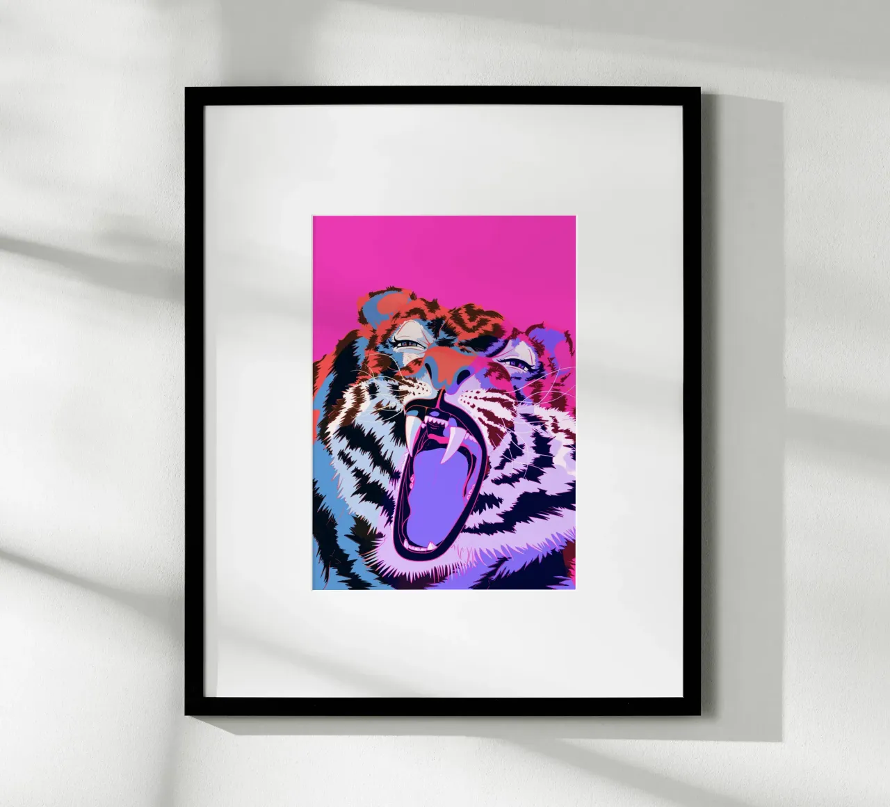 Tiger Jaw poster con telaio in legno da illustfire