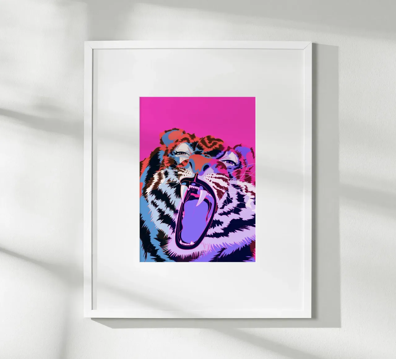 Tiger Jaw poster con telaio in legno da illustfire