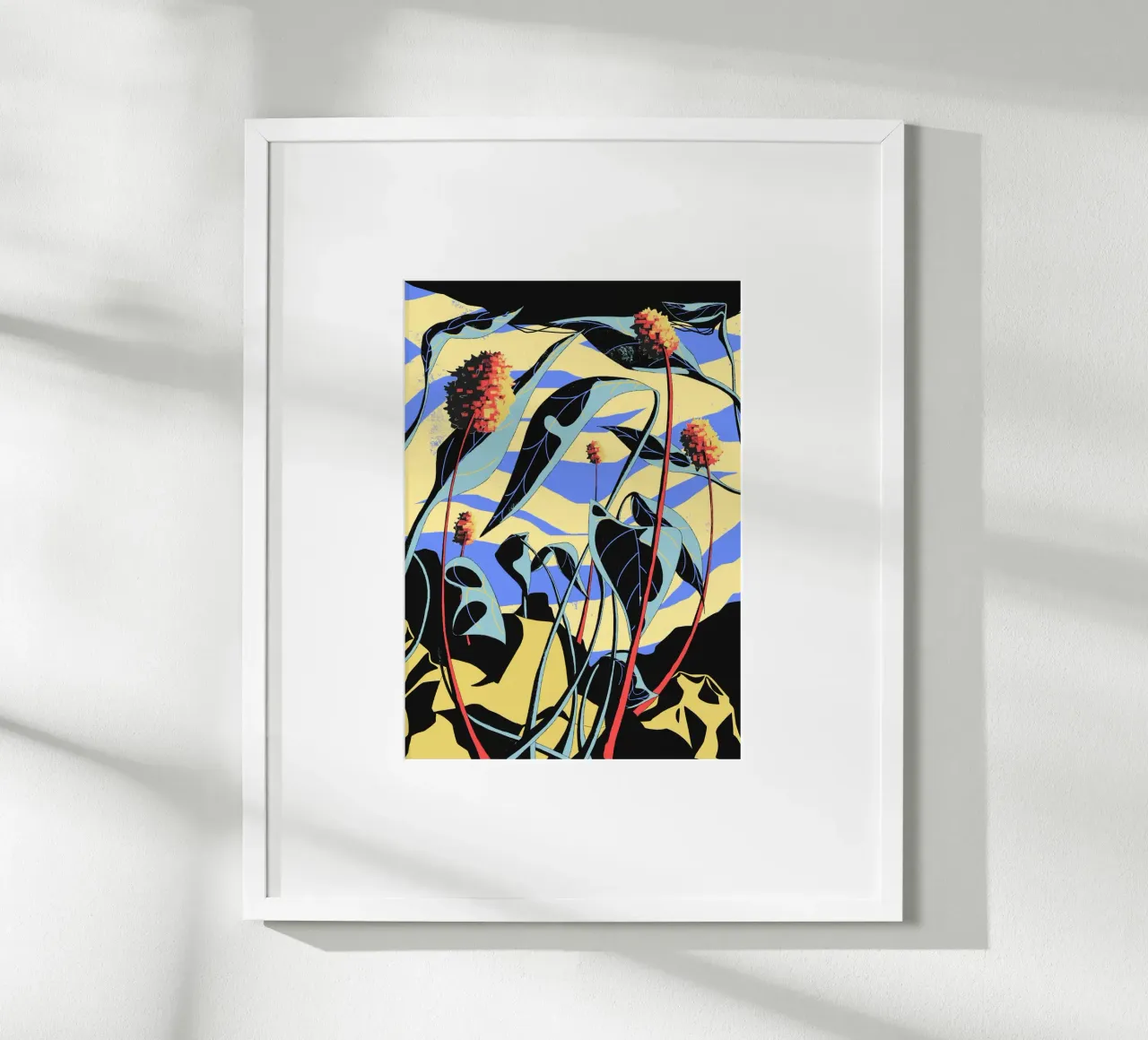Hill Weeds poster con telaio in legno da illustfire