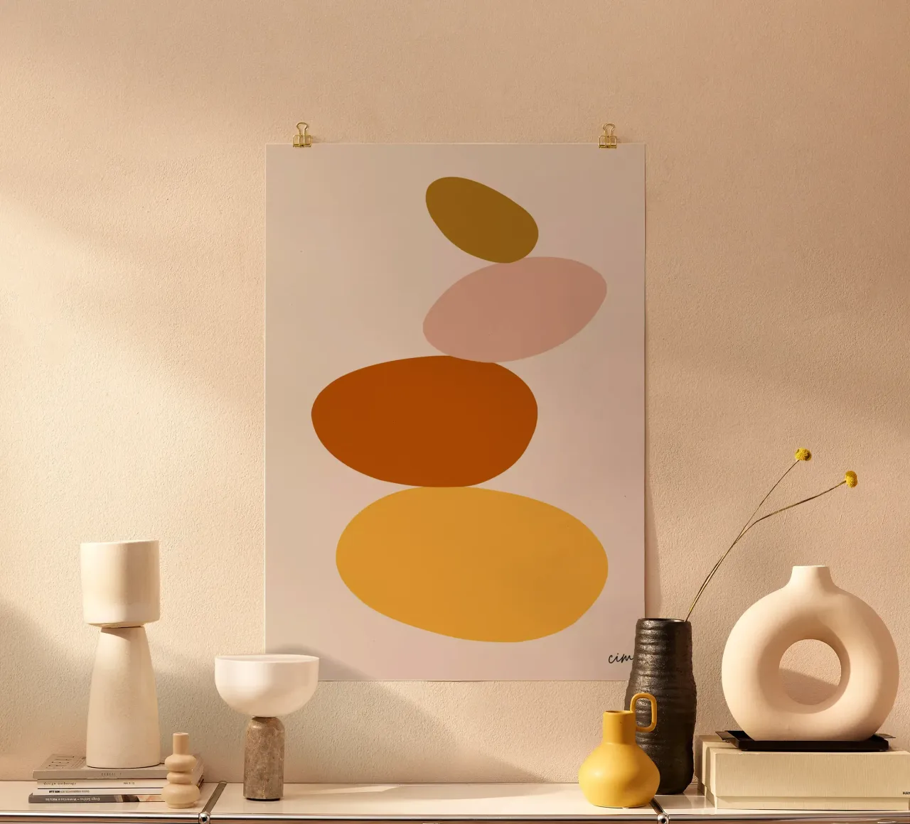 Poster zen feng shui couleurs automne poster con telaio in plastica da cim_art