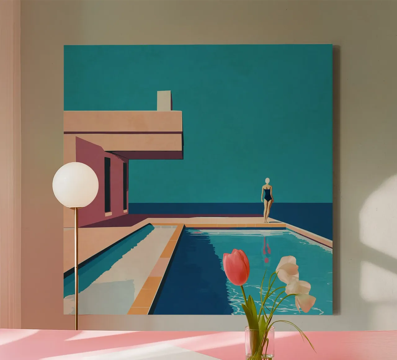Stile di vita del Mid-Century tela con Cornice a cassetta da Rita