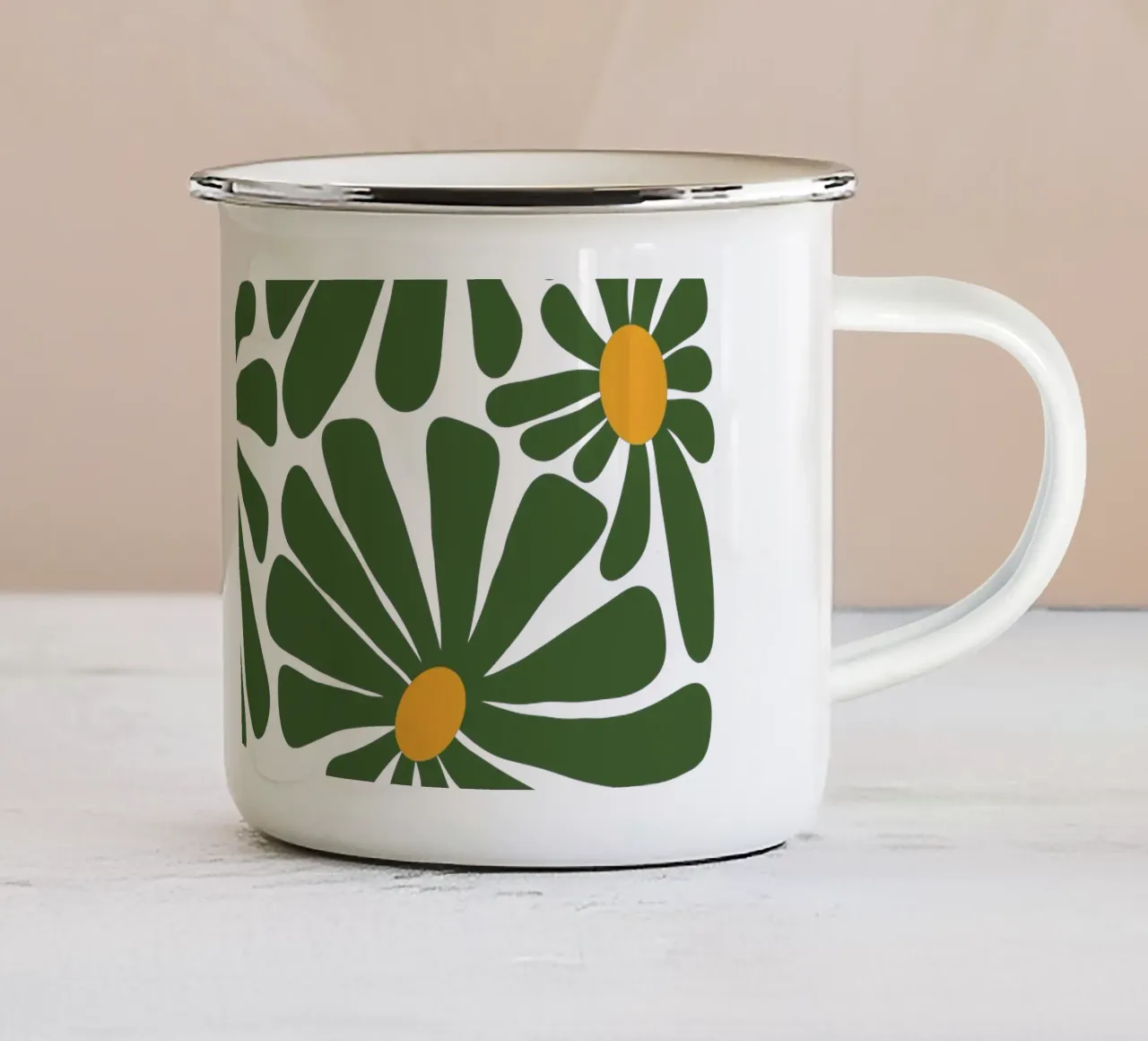 Sap Green Daisies tazza in smalto da TijanaArtStudio88