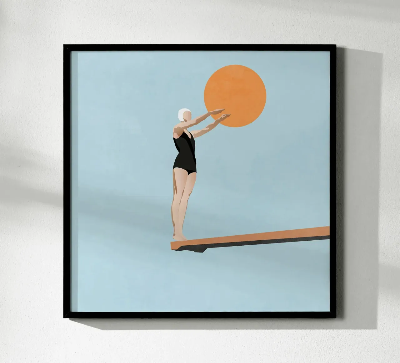 Pronti per il tuffo all'indietro poster con telaio in alluminio da Rita