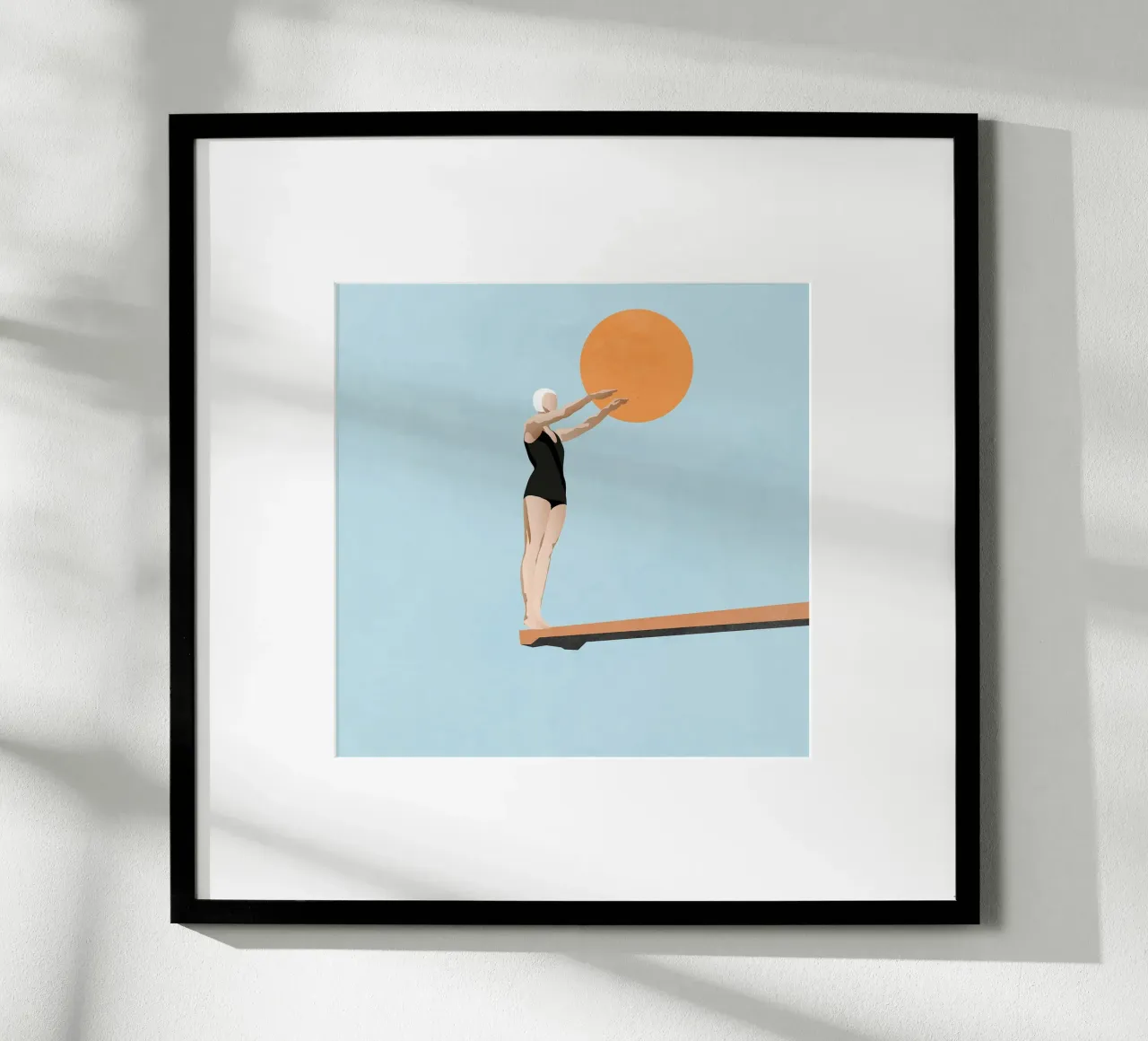 Pronti per il tuffo all'indietro poster con telaio in alluminio da Rita