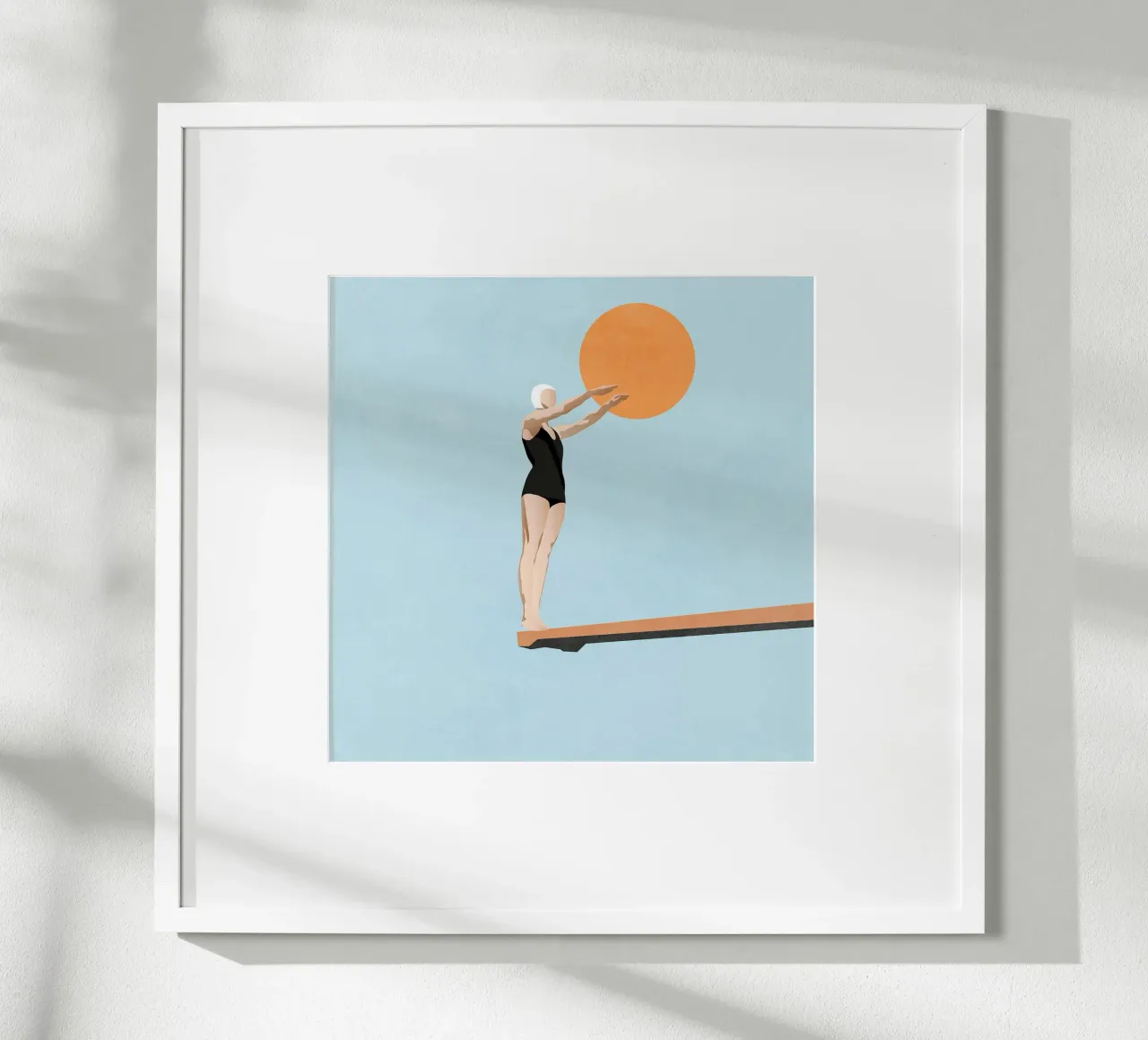 Pronti per il tuffo all'indietro poster con telaio in alluminio da Rita