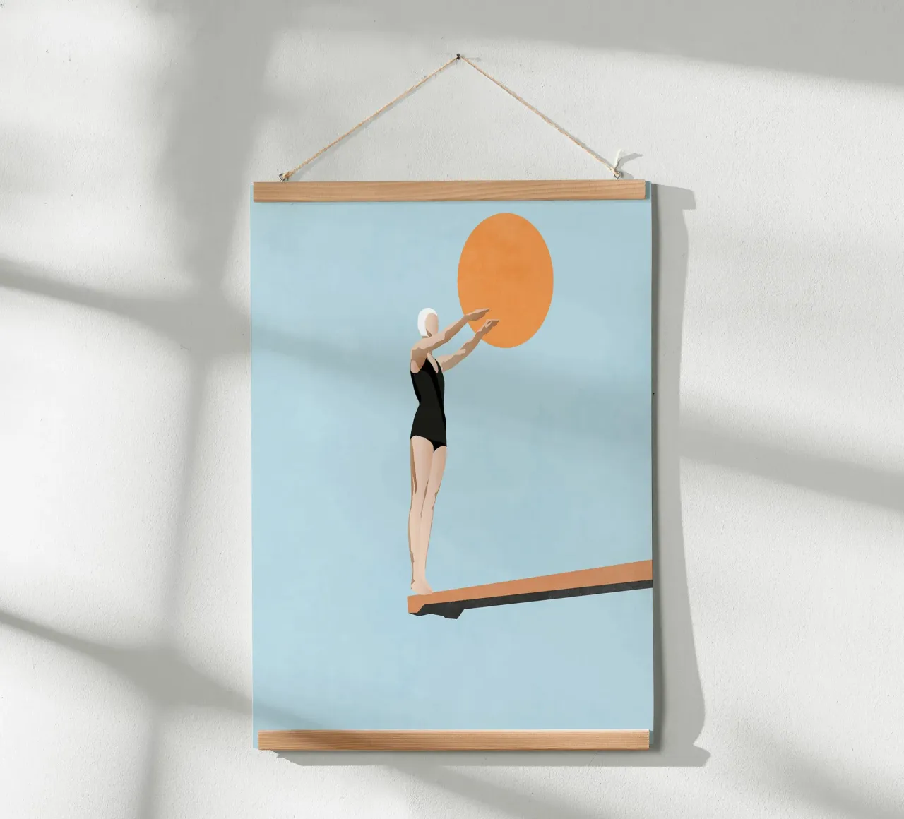 Pronti per il tuffo all'indietro poster con telaio in alluminio da Rita
