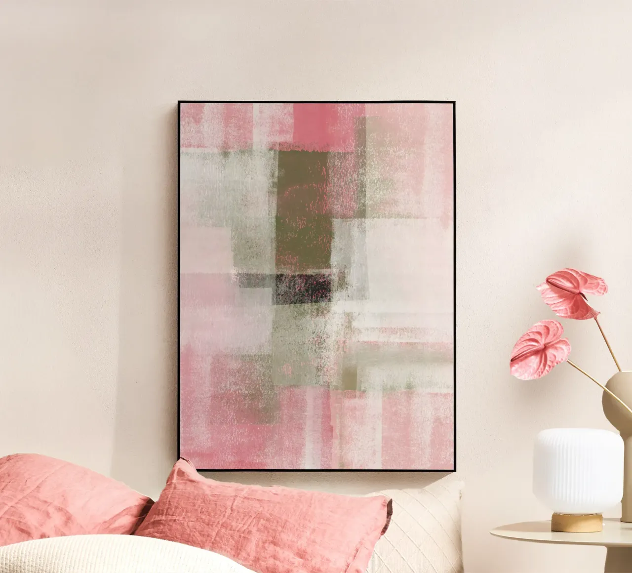 Surfaces 9A | Abstract in Sage Green & Deep Pink plexiglass da sabidussi
