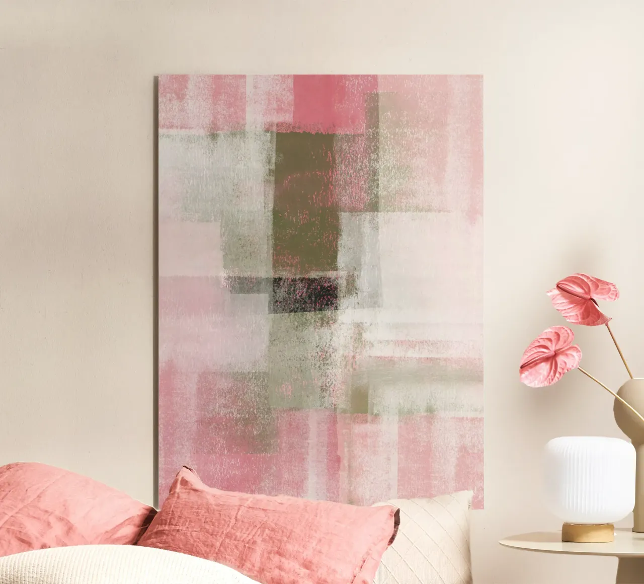 Surfaces 9A | Abstract in Sage Green & Deep Pink alluminio dibond da sabidussi