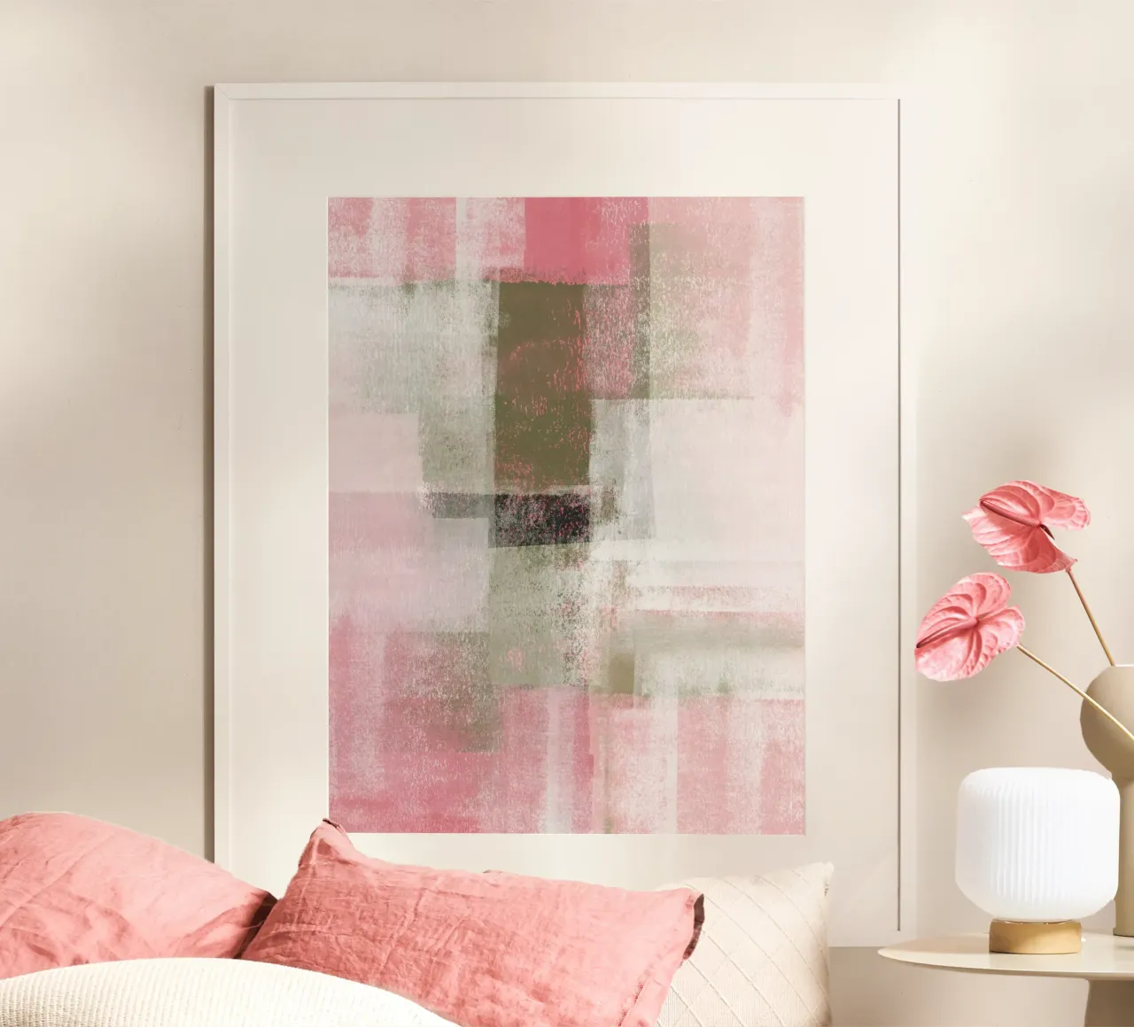 Surfaces 9A | Abstract in Sage Green & Deep Pink carta hahnemühle da sabidussi