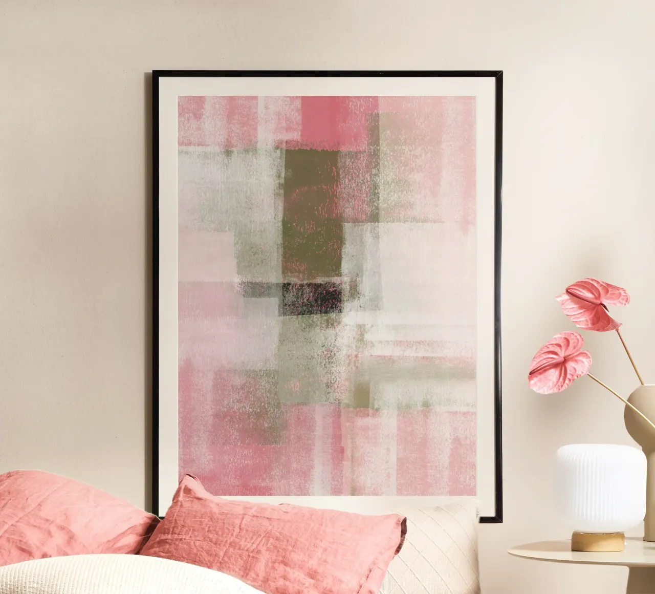 Surfaces 9A | Abstract in Sage Green & Deep Pink carta hahnemühle da sabidussi