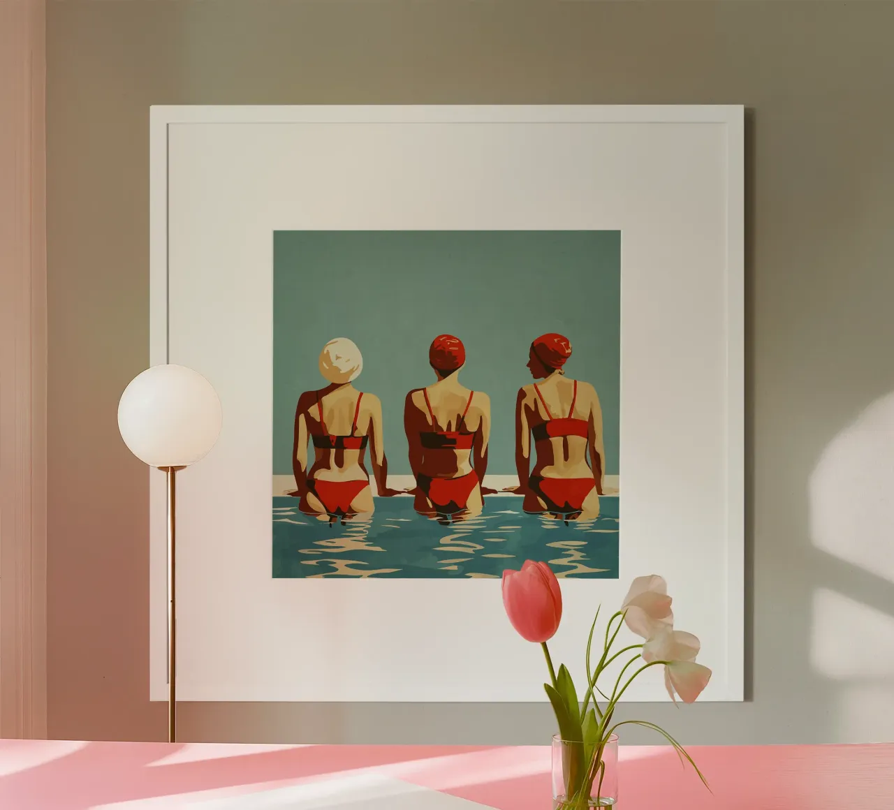 Rosso poster con telaio in legno da Rita