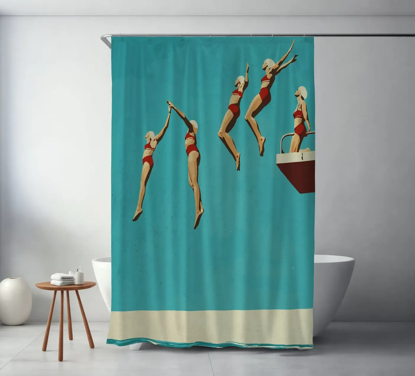 Sequential dive shower curtain by Rita