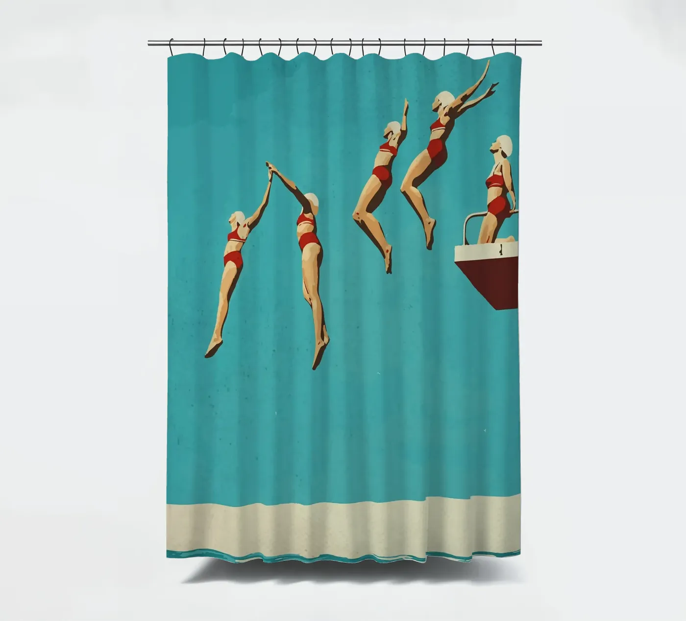 Sequential dive shower curtain by Rita