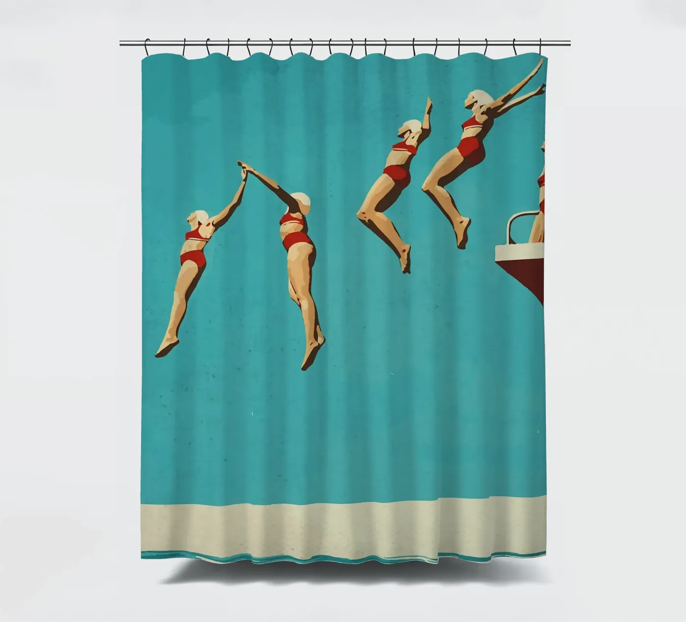 Sequential dive shower curtain by Rita