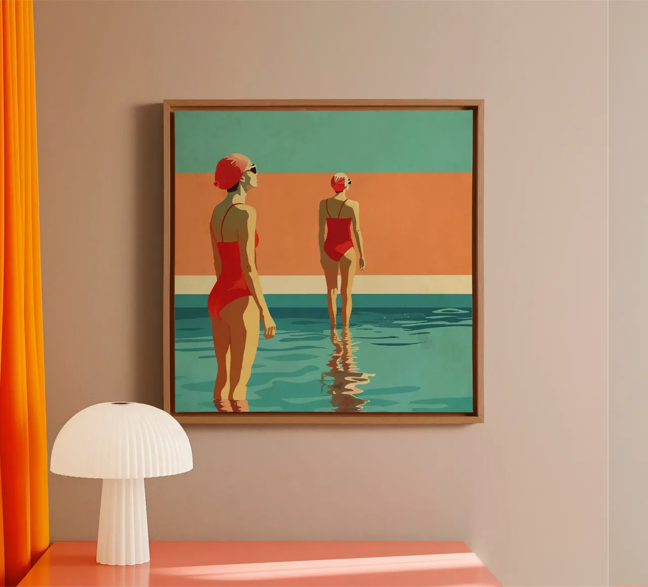 Twee vrouwelijke zwemmers canvas met Baklijst van Rita