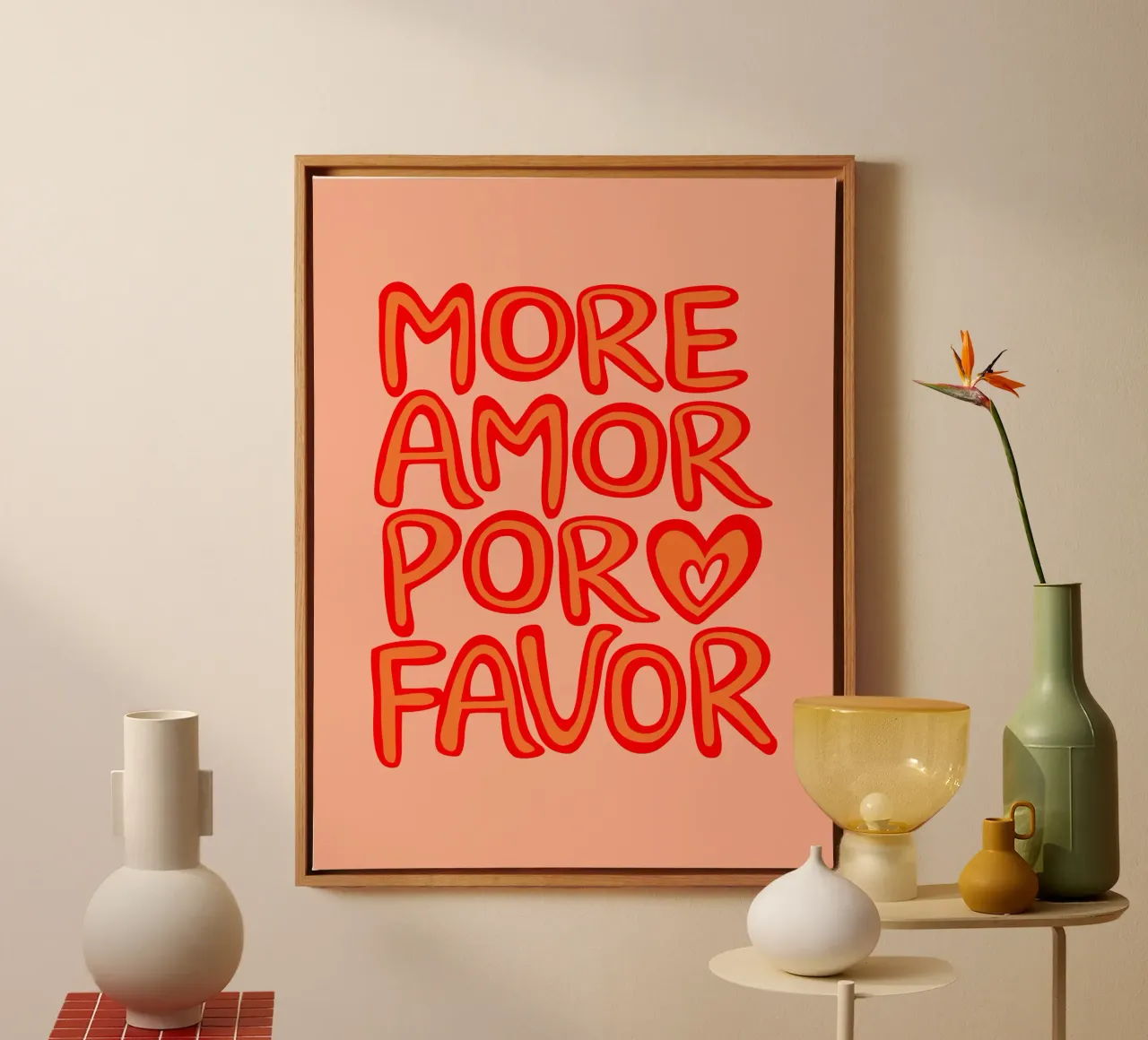 MORE AMOR POR FAVOR tela con Cornice a cassetta da dericktype