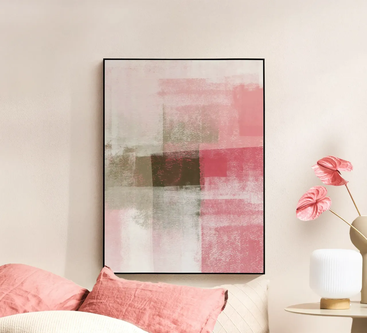 Surfaces 9B | Abstract in Sage Green & Deep Pink plexiglass da sabidussi