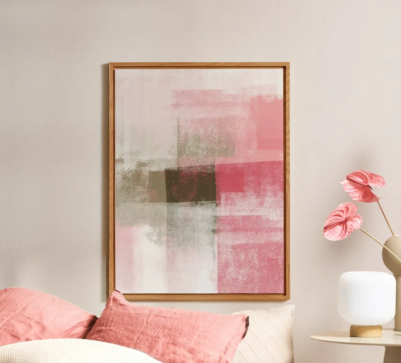 Surfaces 9B | Abstract in Sage Green & Deep Pink pannello forex da sabidussi