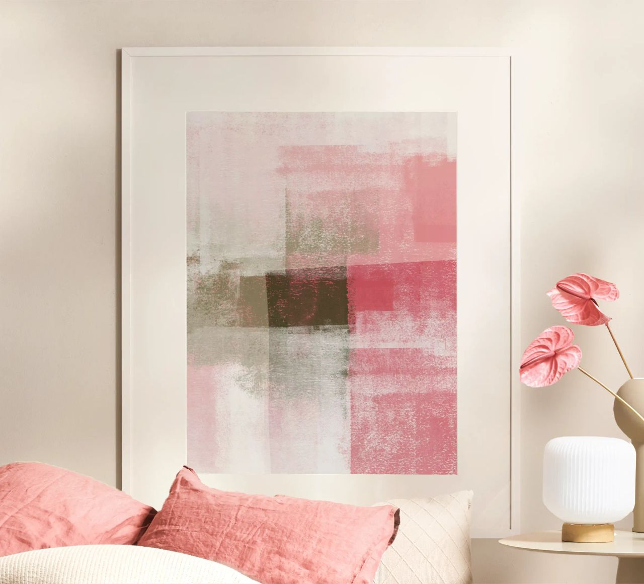 Surfaces 9B | Abstract in Sage Green & Deep Pink poster da sabidussi