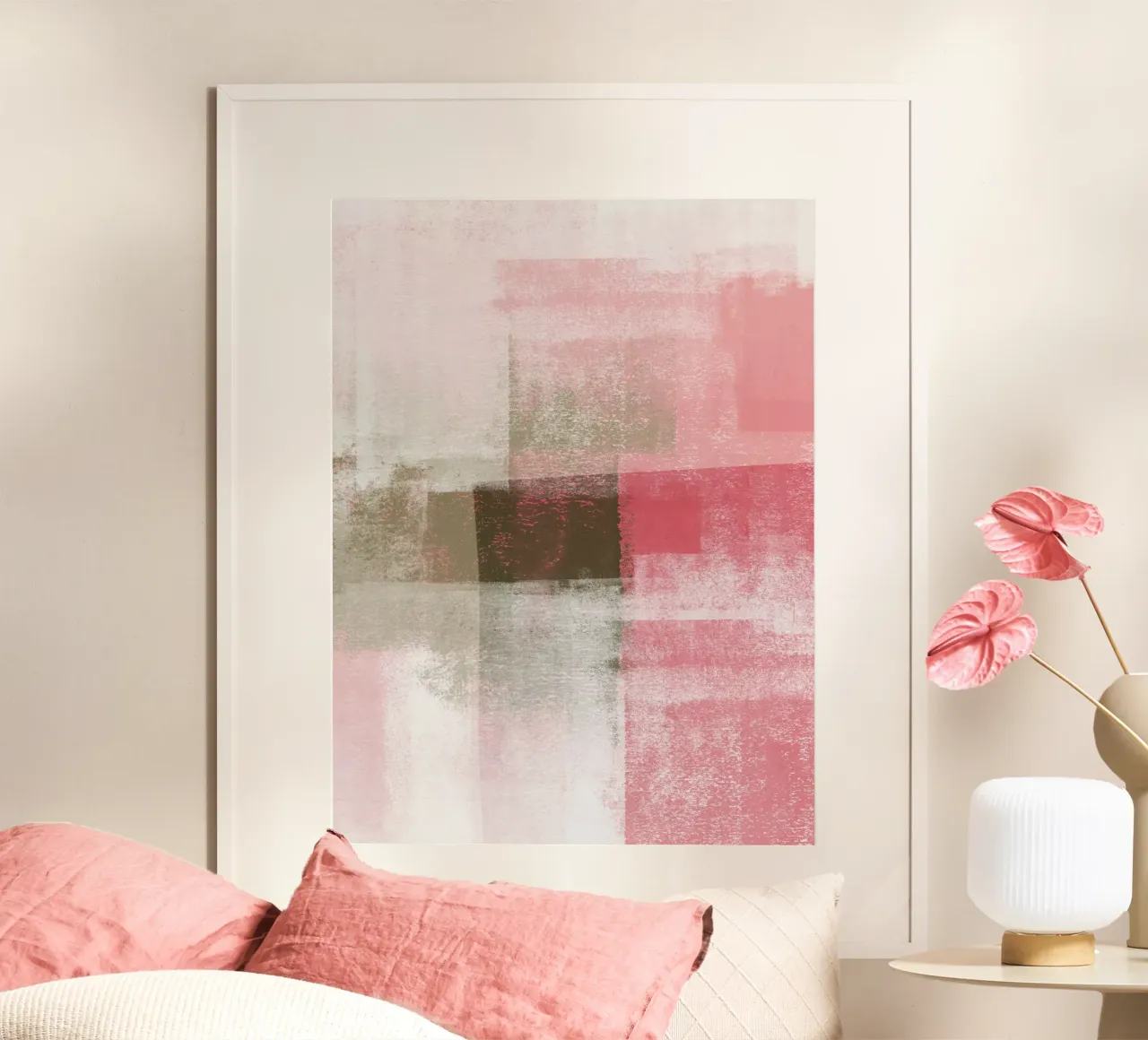 Surfaces 9B | Abstract in Sage Green & Deep Pink carta hahnemühle da sabidussi