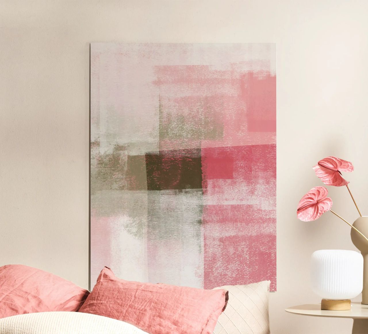 Surfaces 9B | Abstract in Sage Green & Deep Pink poster da sabidussi